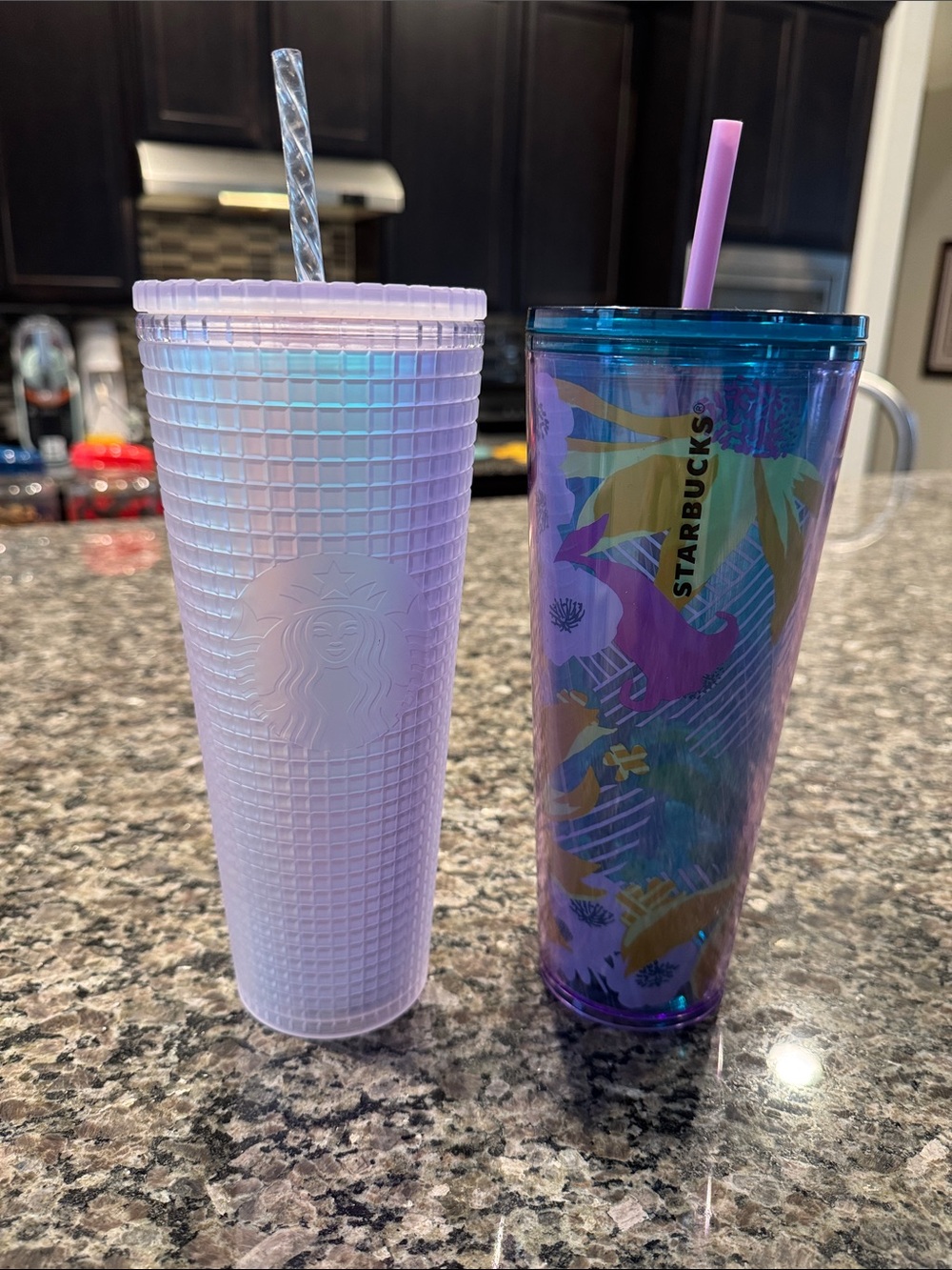 Starbucks Purple and Pink Iridescent Reusable Tumblers Duo
